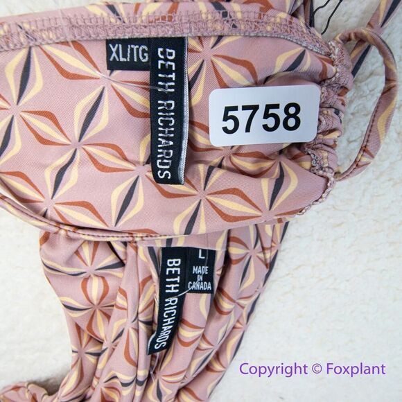 New! Set! Beth Richards Boheme chai geo bikini , top size XL, bottom size L - Picture 12 of 14